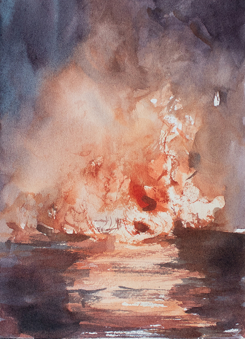 _Bonfire_.Watercolor on paper. 17,9cm x 12,9cm. 2021.Lorena Alarcon